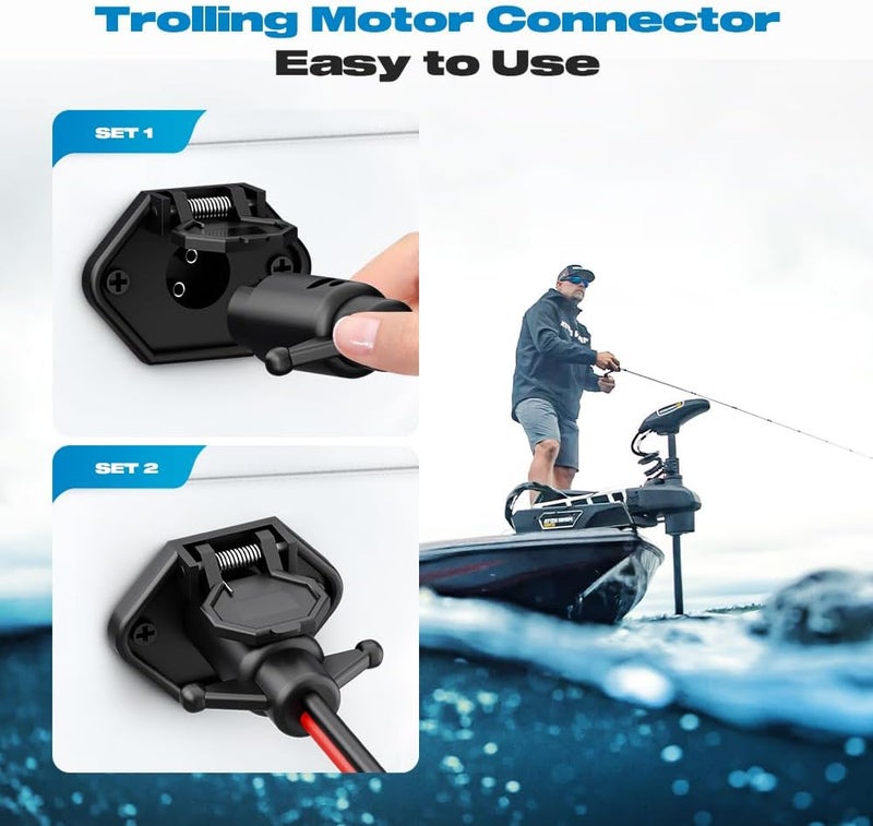 Malictele Trolling Motor Plug, 12V-24V 8 Gauge 2 Wire Trolling Motor Plug and Receptacle Compatible With Minn Kota Marine Boat Waterproof Male & Female Trolling Motor Quick Connect Socket 1Pairs - Image 4